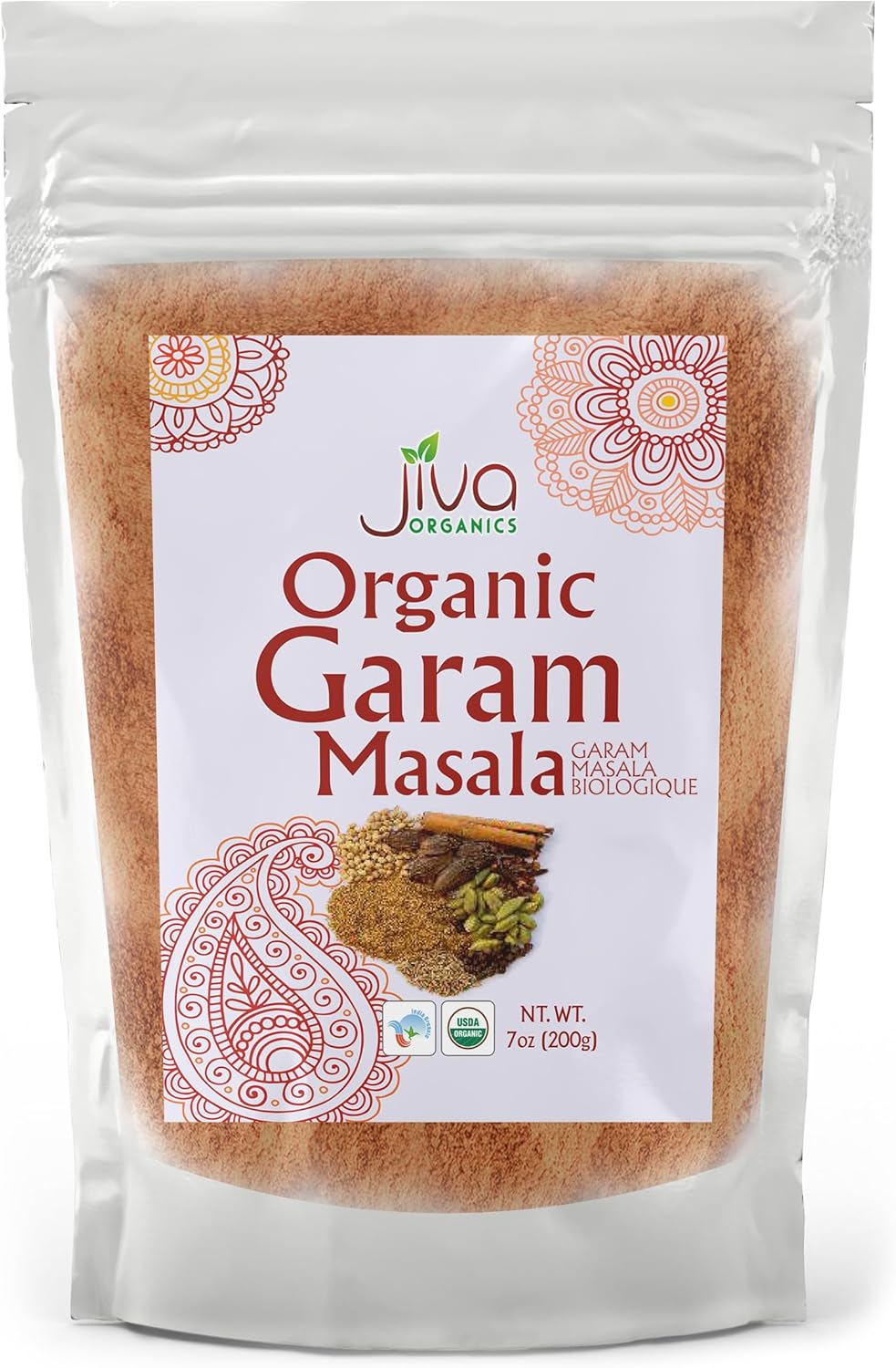 Jiva Organics Organic Garam Masala Powder 7 Ounce - NON-GMO, Salt Free, Premium Indian Spice Blend