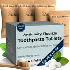 Fluoride Toothpaste Tablets with nHAp, Zero-Waste Paper Refill, Cool Mint, 248 Tablets (4-Month Supply)