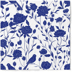 Premium Designer Paper Napkins, 3-Ply 6.5 x 6.5-inches Fold Disposable Decorative Lunch Dinner Napkins (20, Blue & White Harmony, 6.5"x6.5", Luncheon Size)