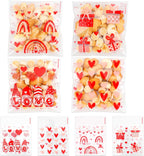 200Pcs Valentines Cellophane Treat bags, Valentine Day Goodie Cookie Candy Plastic Gift Bags with Seal, Self Adhesive Small Clear Snack Goody Bag for Valentine's Day Party Favors Supplies 4 x 5 Inches