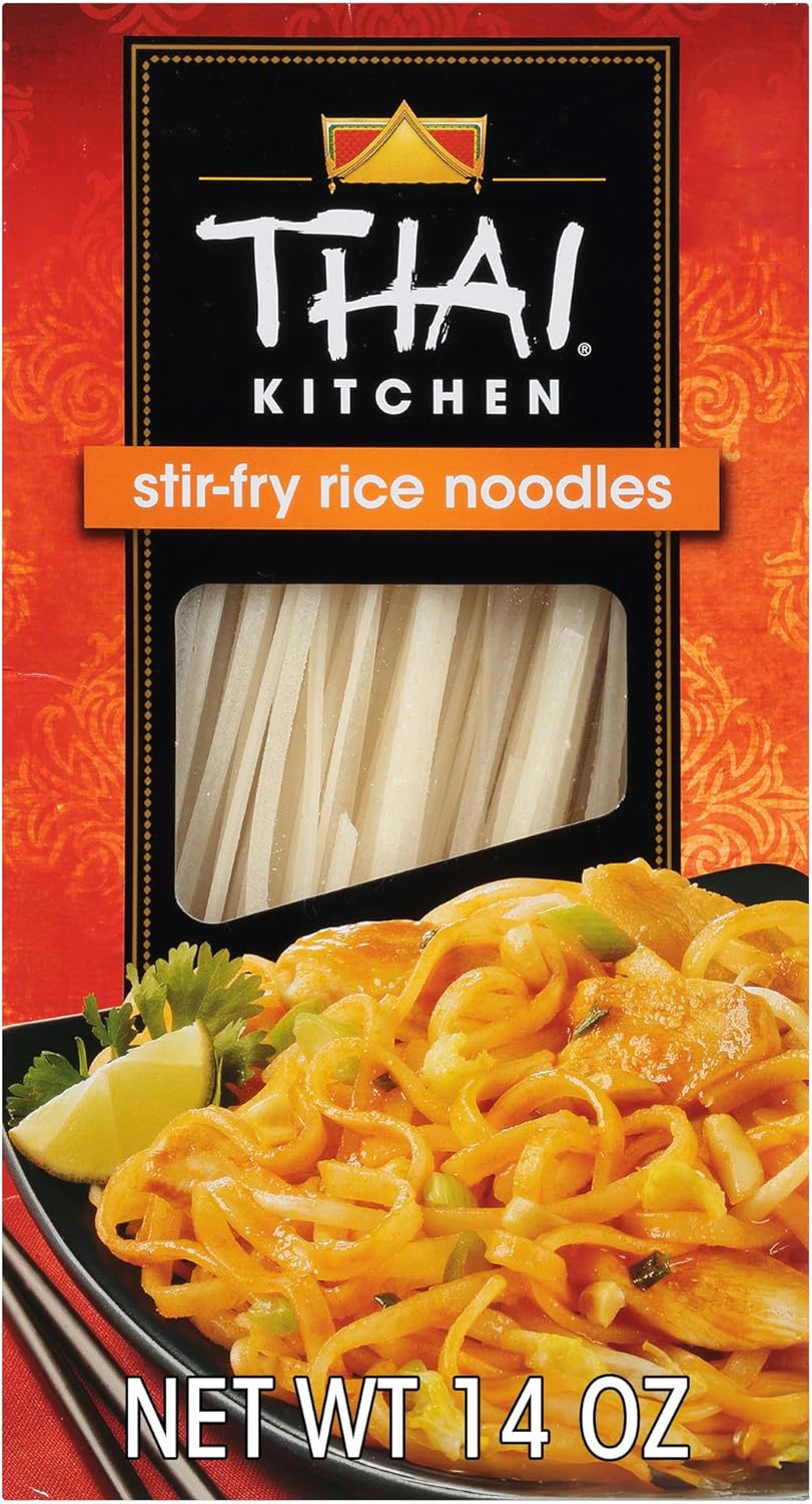 Thai Kitchen Stir Fry Rice Noodles, Gluten Free, Non GMO, Two Ingredients, Quick Cook, For Pad Thai and Other Stir-Fry Dishes, 14 oz