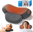 Neck Massager Pillow with Heat, 3-in-1 Shiatsu & Cervical Traction for Pain Relief, Ergonomic Shoulder Massager and Posture Corrector for Men & Women, Corded Electric（Dark Gray）