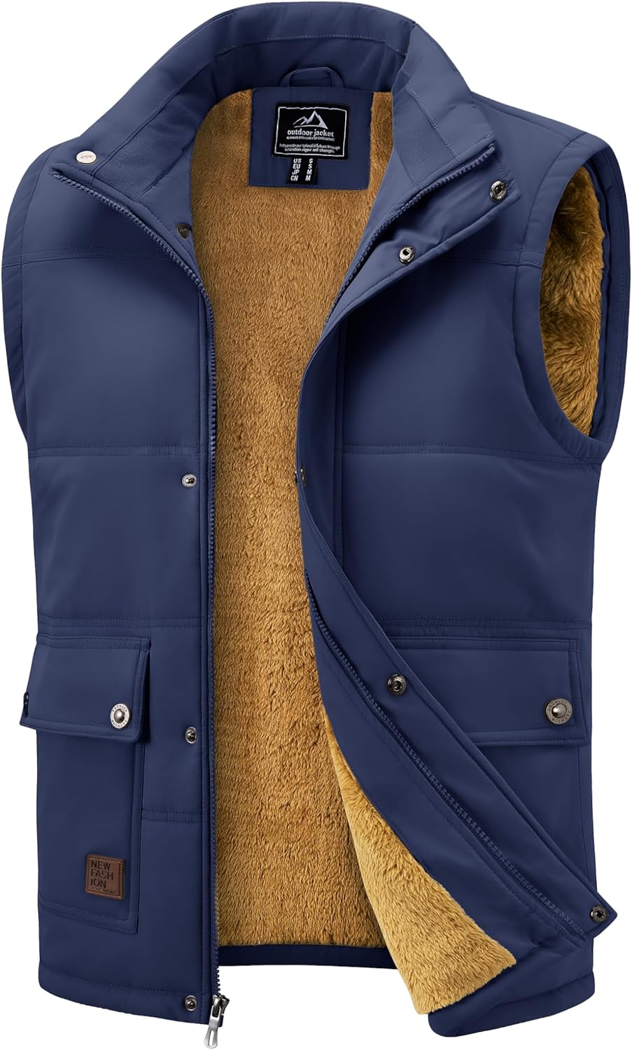 MAGCOMSEN Men's Winter Vest Outerwear Fleece Lined Outdoor Vest Warm Sleeveless Jacket
