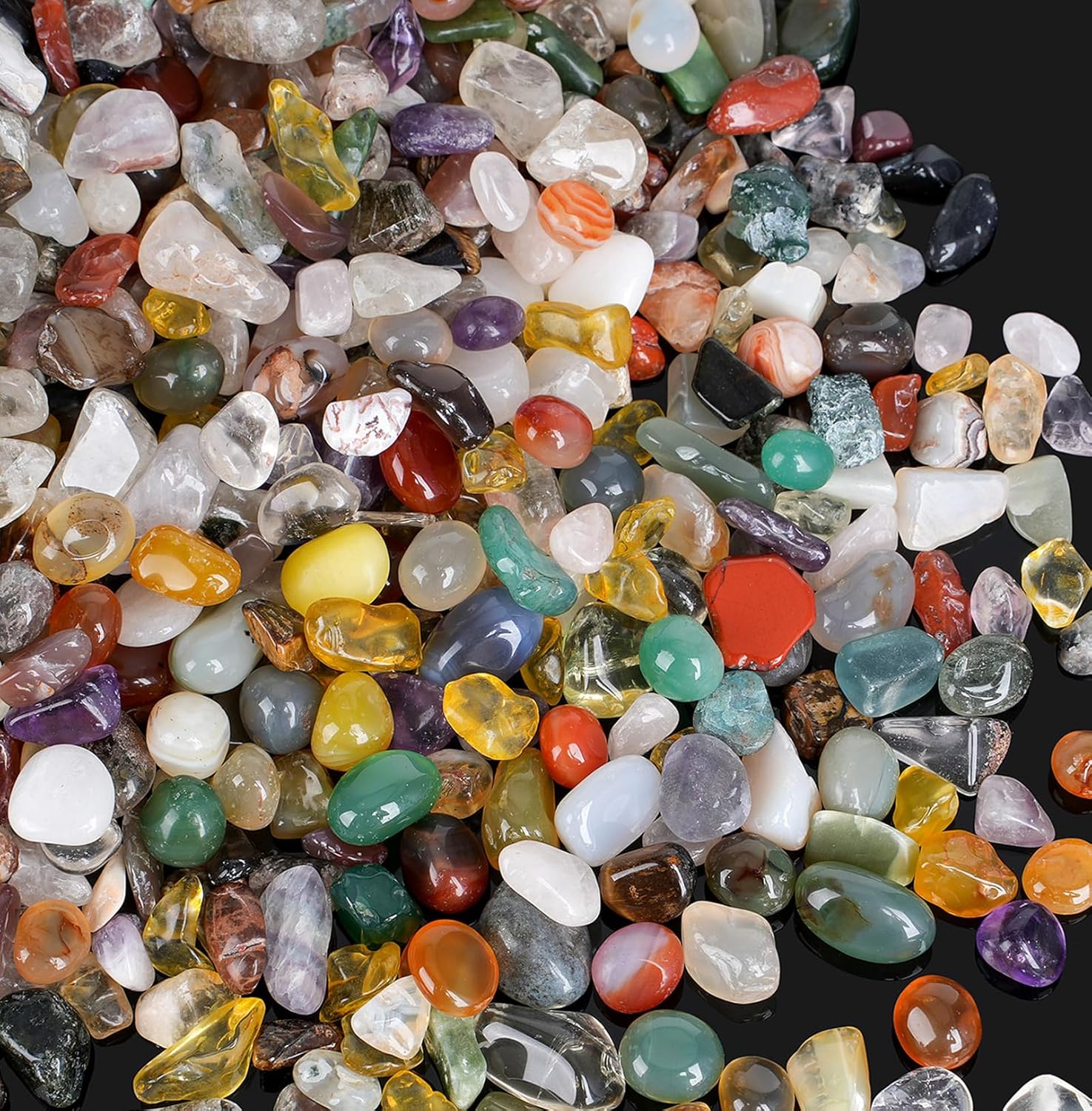 800Pcs+ (3lb) Gemstones and Crystals Set, 30 Kinds+ Crystals Bulk and Minerals Science Kit, Crystals and Healing Stones for Kids, Rocks for Tumbling, Crushed Stones