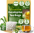 TOG999, Premium 100 Eucalyptus Leaf Tea Bags, 100% Natural & Pure Eucalyptus Leaves. Loose Leaf Eucalyptus Herbal Tea. Eucalyptus Leaf Tea. No Sugar, No Caffeine, No Gluten, Vegan.