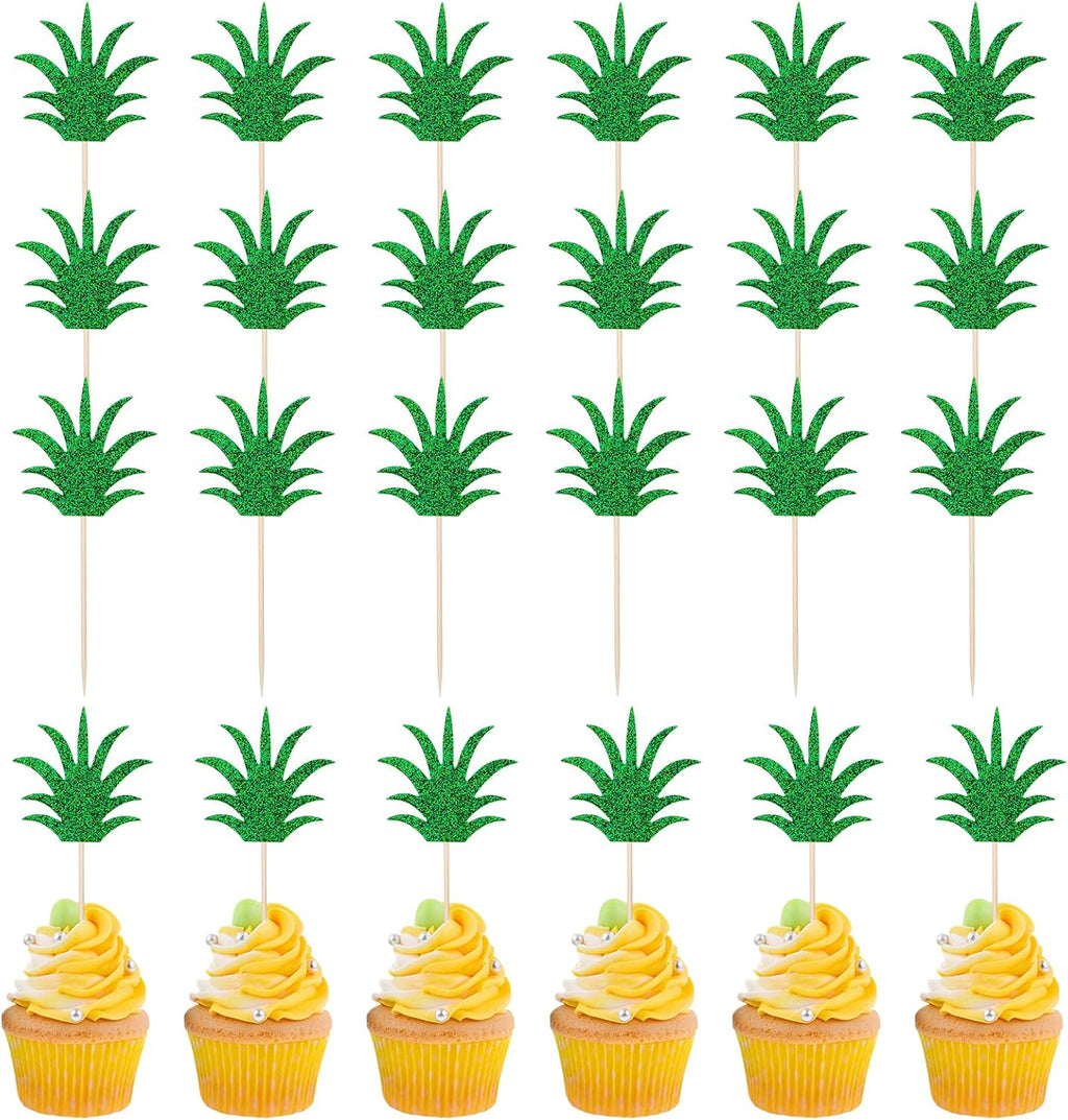 Molain 24PCS Pineapple Cupcake Donut Cake Toppers, Pineapple Cute Cupcake Picks for Summer Tropical Hawaiian Party Pineapple Theme Baby Shower Kids Birthday Cake Decorations