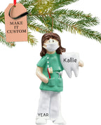 Personalized Dental Ornament 2026 | 24h Customized, Laser Engraved Healthcare Christmas Ornaments for Tree | Custom Girl Dentist Hygienist Keepsake Gift for Medical Professionals