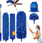 Dusters 6-in-1 Kit, Duster with Extension Pole 100 Inches, Dusters for Cleaning, Cobweb Duster, Microfiber Feather Gap Duster Cleaner for Fans, Blinds, Cars and Furniture