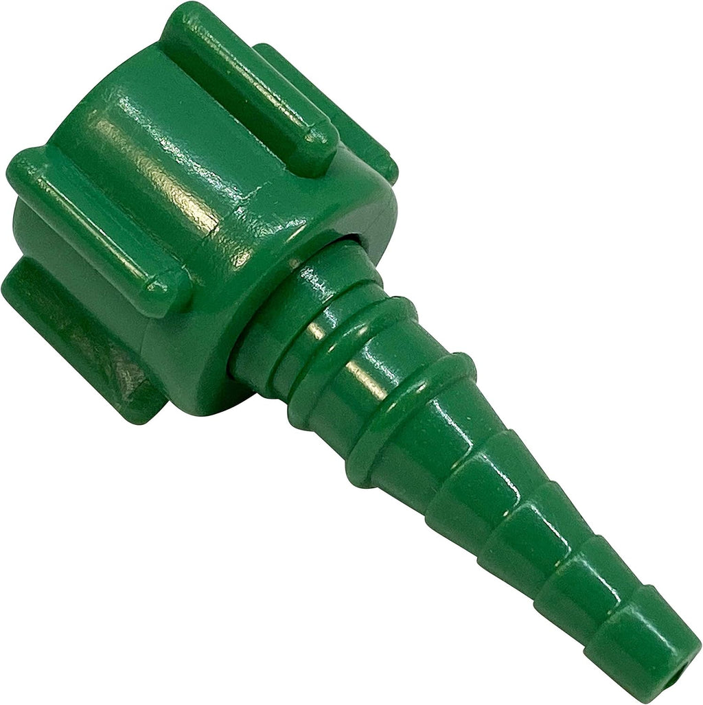 Westmed #0409 Swivel Barb Nipple Nut (Christmas Tree) Green Oxygen Tubing Connector - Pack of 5
