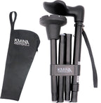 KMINA Ergonomic Walking Cane for Women and Men (Left Handed), Anatomical Palm Grip, Adjustable Height, Foldable and Lightweight, Anti Slip Ferrule