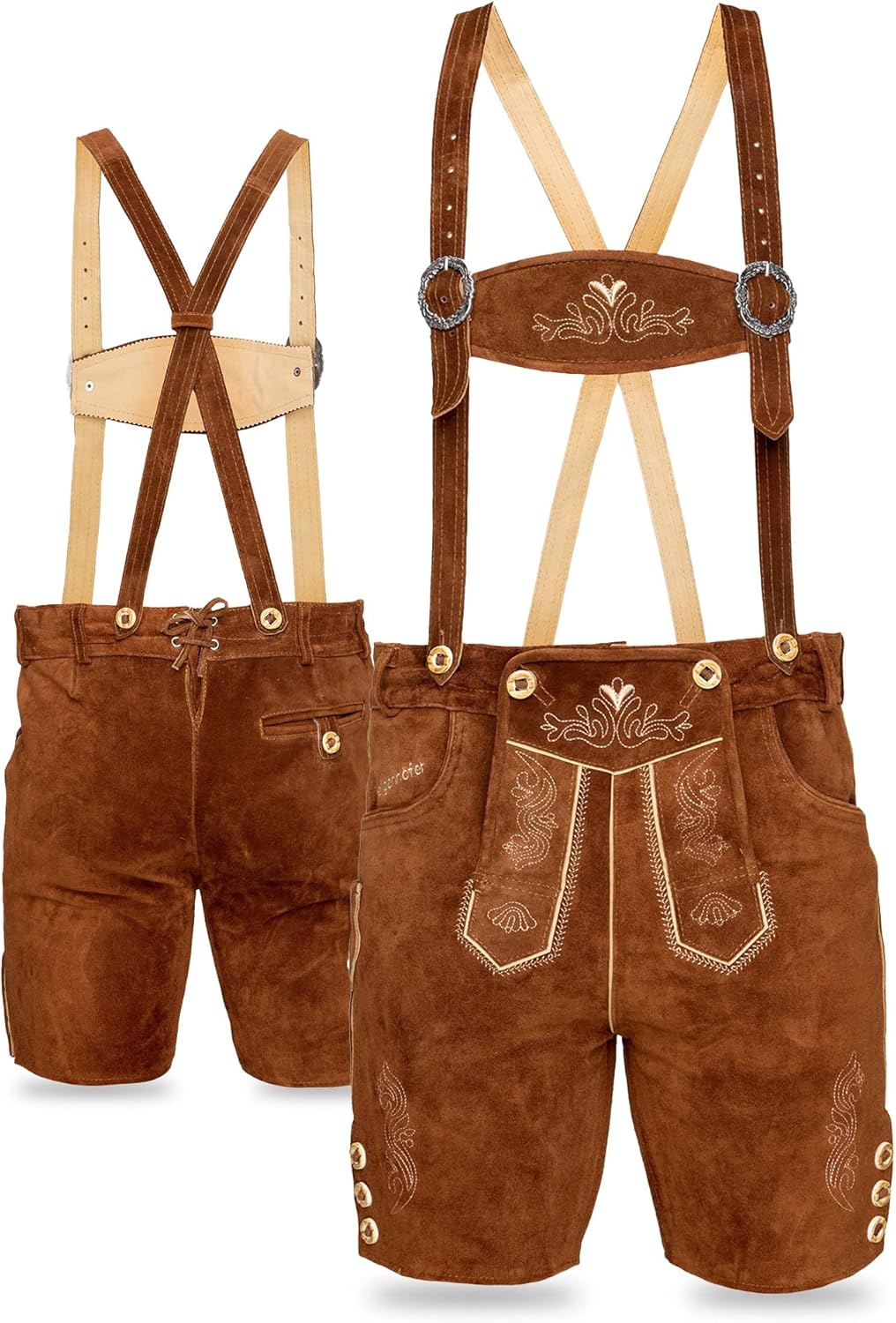STEIGENHÖFER Lederhosen Men - Authentic German Bavarian Shorts - Real Leather Oktoberfest Costume - Trachten Outfit