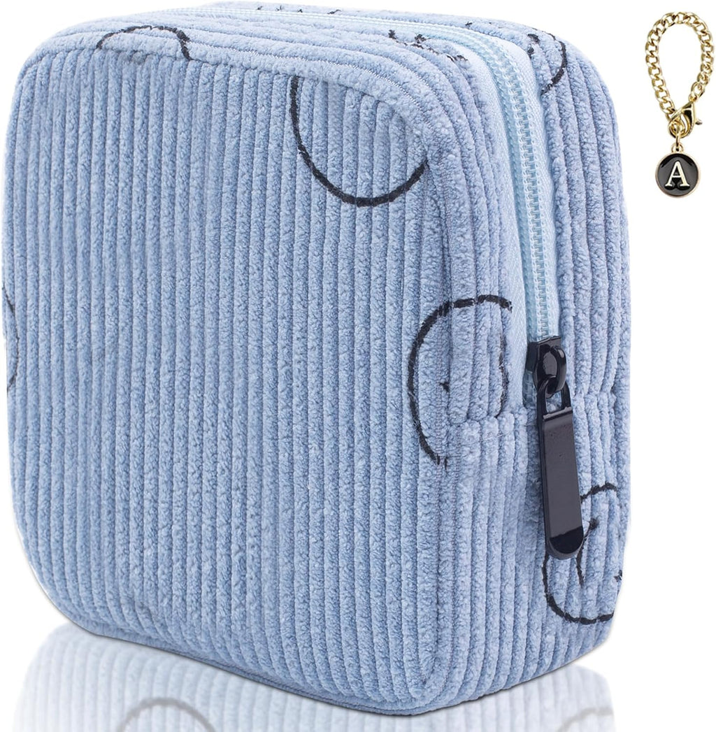 Sanitary Napkin Storage Bag, Corduroy Period Bag for Women, Cute Portable Period Pouch with Zipper, Sanitary Pads Bag Tampons Holder for Purse, First Period
