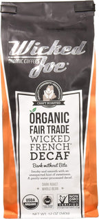Wicked Joe Organic Coffee French Decaf, Whole Bean, 12 Ounce