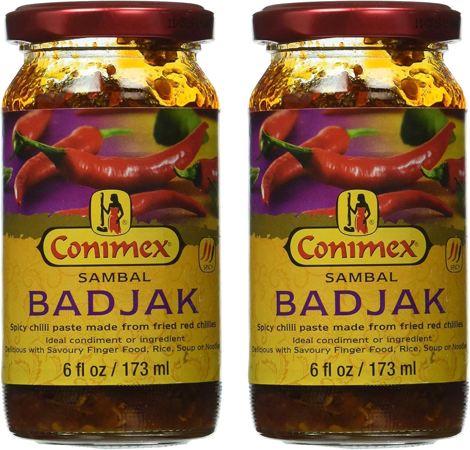 Conimex Sambal Badjak, 2 jar pack, 6oz/170g each