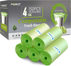 FORID 4 Gallon Garbage Bags, 150 Count, Unscented, Strong Trash Can Liners, 15 Liter Wastebasket Bags for Kitchen, Bathroom, Home Office, Green