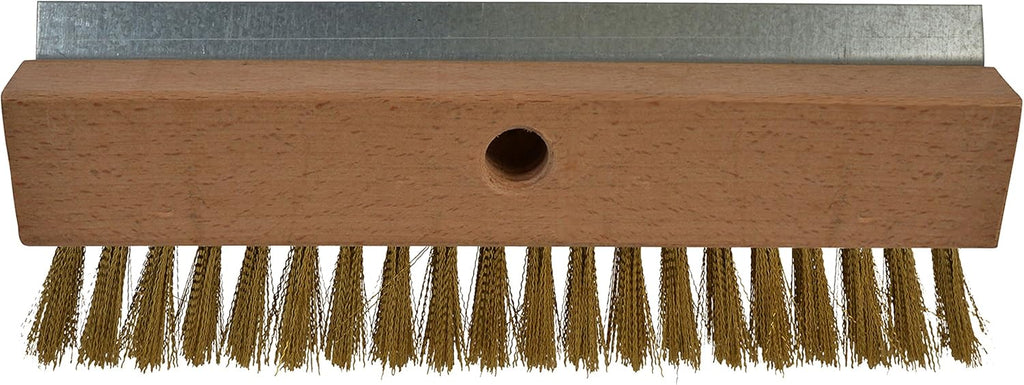 Janico 4004 Bristles Pizza Oven Stone Brush, Includes Rust Proof Steel Scraper, Stiff Brass Wire, Brown