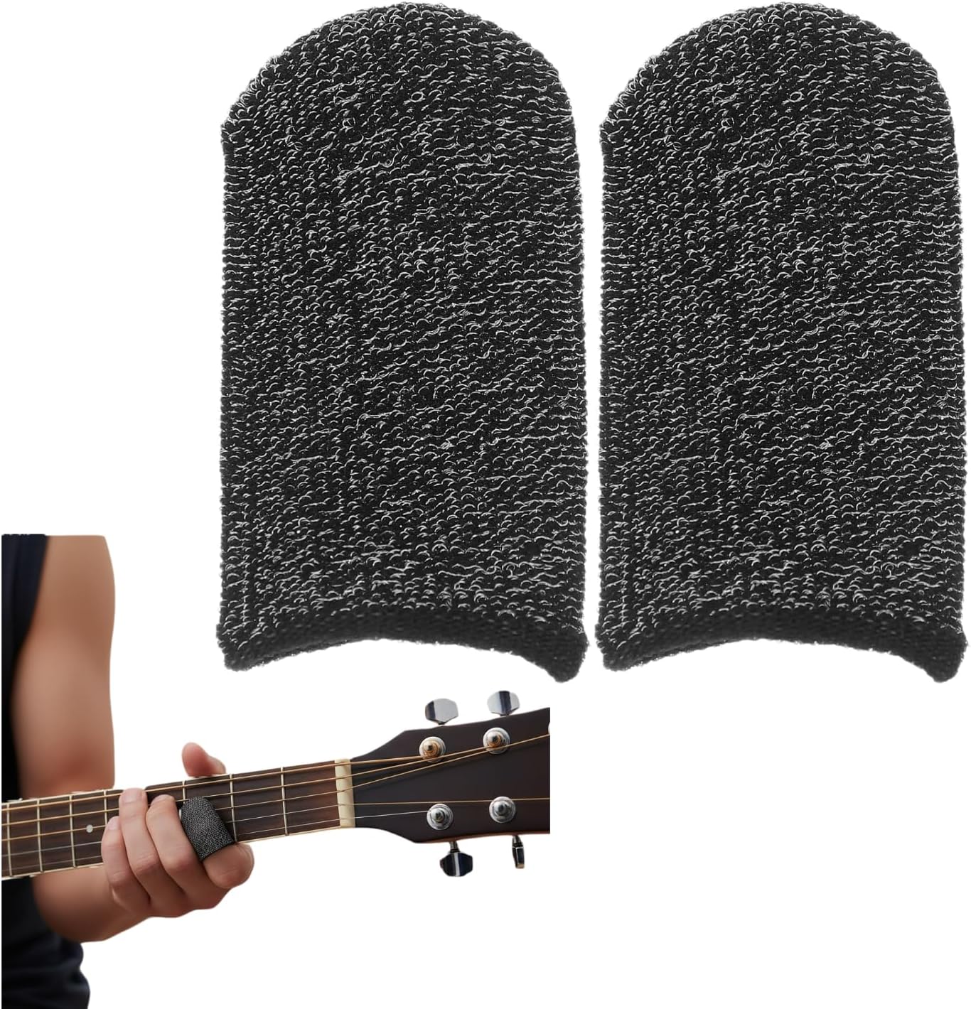 SUPVOX 2pcs Guitar Finger Cover: Thumb Fingertip Protector for Relieve Finger Pain - Soft Fiber Fingertip Sleeves for Beginner Guitar Ukulele Practice