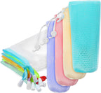 14 Pcs Soap Bags Exfoliating Mesh Soap Pouch Foam Net Soaps Saver Bubble Net Pouch Drawstring Holder Bag for Bath Shower Body Facial Cleaning Tool Multicolor Hangable