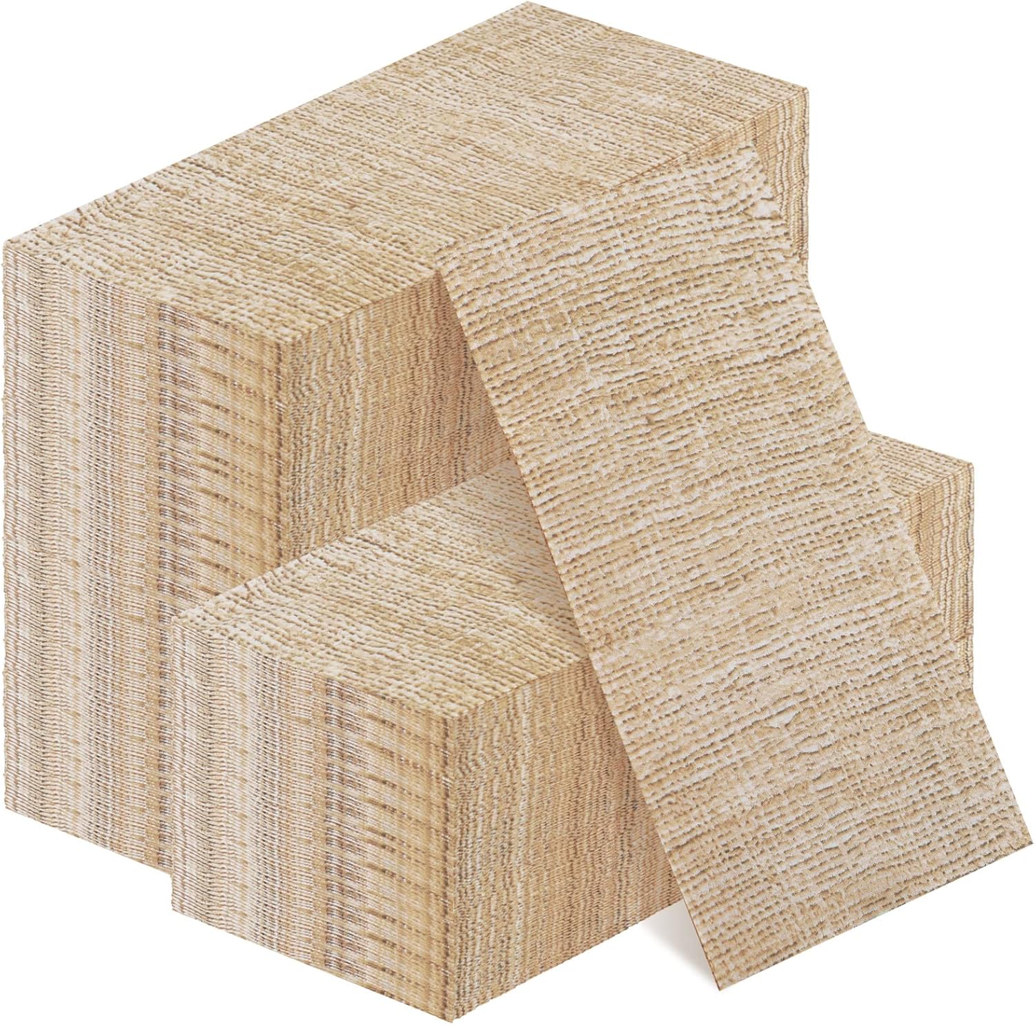 Glenmal 100 Pcs Burlap Paper Napkins 2 Ply Disposable Brown Burlap Cocktail Napkin for Dinner Wedding Party Birthday Bridal Anniversary Reception 13 x 16 Inches