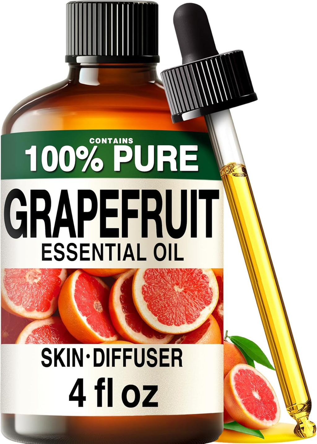 100% Pure Grapefruit Oil - 4 Fl Oz Grapefruit Essential Oil for Hair, Skin, Diffuser, Aromatherapy & DIY Soap Making Scent