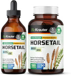 BIO KRAUTER Horsetail Tincture 4 Fl. Oz. & Horsetail 100 Capsules.