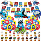 Thomas Train birthday party supplies, including cake caps, cupcake caps, flags, Latex Balloons, It is very suitable for boy's and girl themed birthday party supplies