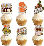 18pcs Gold Glitter Dessert Cupcake Topper Pick for Cheer Beer Happy Festival Traditional Oktoberfest Festival Theme Decor Supplies Men Women Happy Birthday Decorations