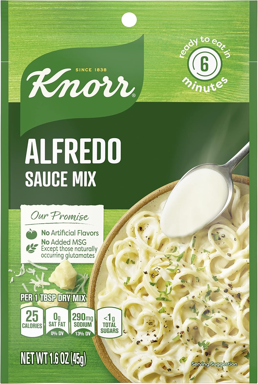 Knorr Sauce Mix Creamy Pasta Sauce For Simple Meals and Sides Alfredo Sauce No Artificial Flavors, No Added MSG 1.6 oz