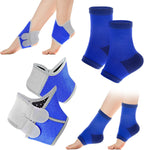 Prasacco Kids Ankle Brace Set, 2 Pairs Compression Sleeve and Adjustable Wrap, Breathable Foot Support Stabilizer for Injury Prevention, Sprains, Active Play, Daily Wear
