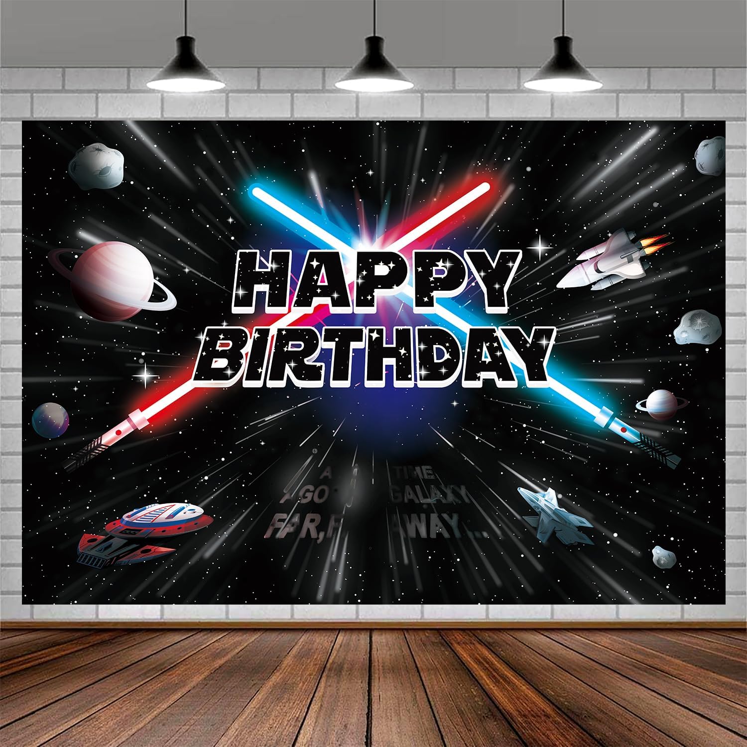 Space Themed Birthday Backdrop Banner 7x5ft, Outer Space Galaxy Background for Kids Birthday Party Decorations, Photo Booth Backdrop, Cosmic Party Supplie