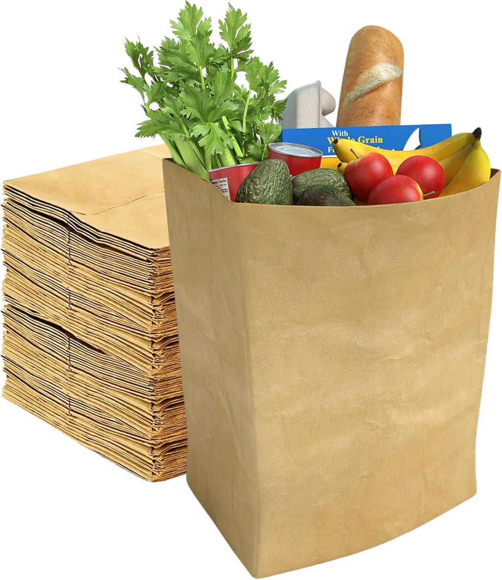 Perfect Stix 52lb Kraft Brown Paper Shopping Bags- Pack of 25ct