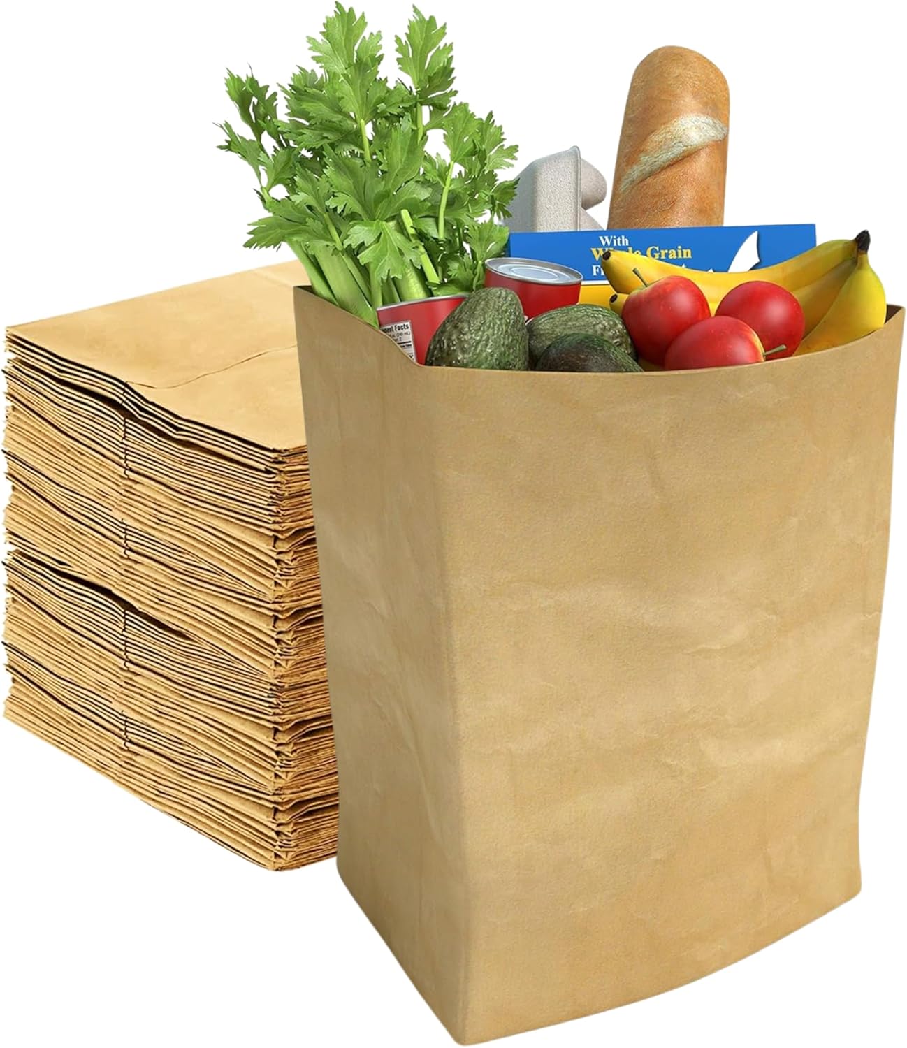 Perfect Stix 52lb Kraft Brown Paper Shopping Bags- Pack of 25ct