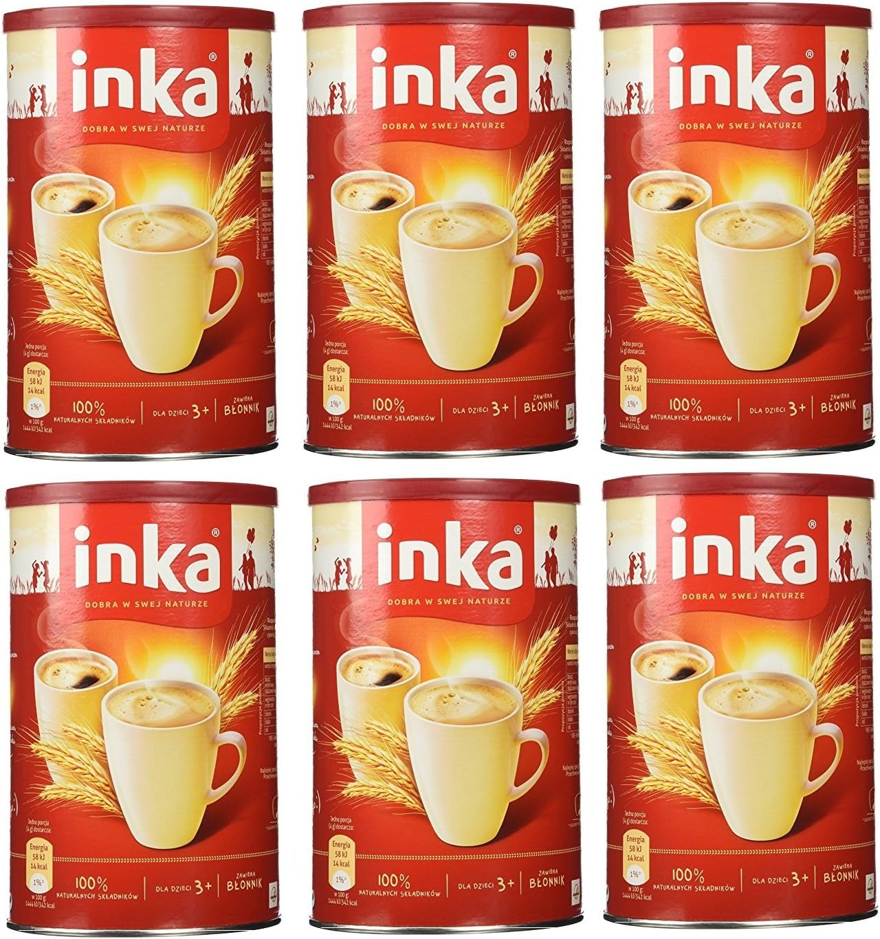 INKA Roasted Grain Coffee Kawa Zbozowa Pack of 6 - 200 Gram Cans
