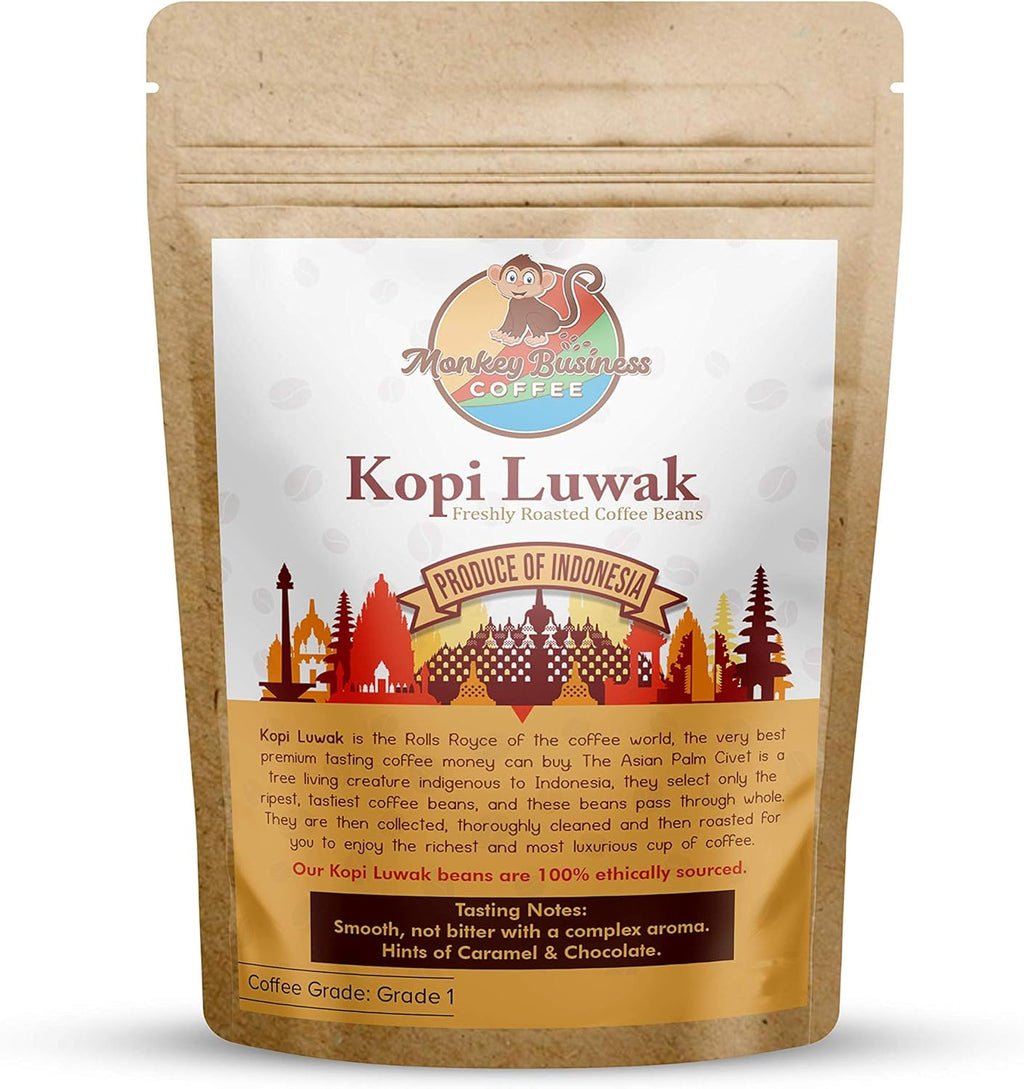 Monkey Business Coffee - Wild Kopi Luwak Coffee Whole Beans - Sustainably Sourced (from Indonesia) - 176oz (5kg)