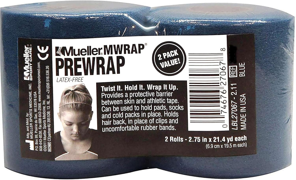 Mueller Sports Medicine MWrap, Pre Wrap, Athletic Tape Underwrap for Sports, Hair, Ankles, Wrist, Hands and Knees, Water-Resistant, Latex Free, 2.75" x 21.4 Yards Per Roll, 2 Rolls