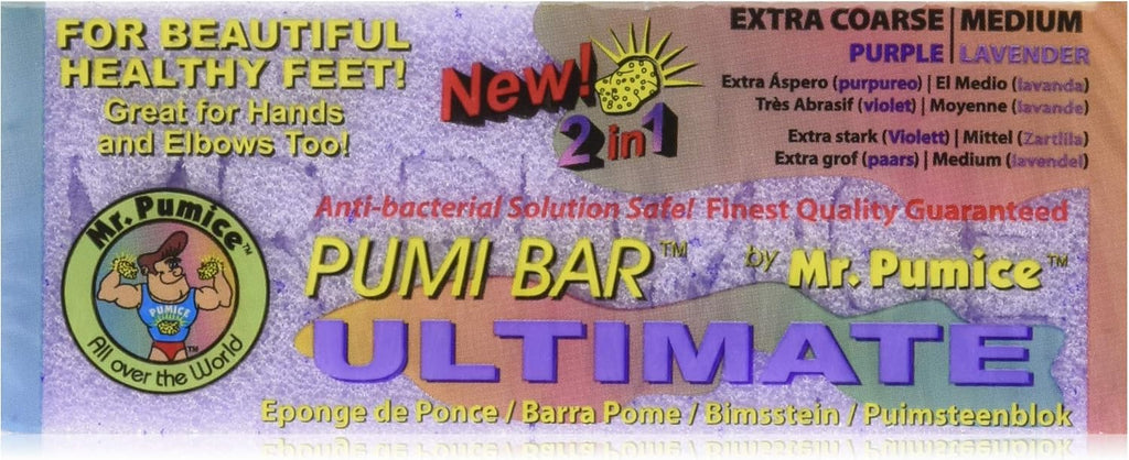 Mr. Pumice Ultimate PUMI Bar, 2-in-1 Callus Remover, Pedicure Stone & Ped File Scrubber for Smooth Feet and Heels, Dual-Grit (Medium + Coarse), 6 Pack
