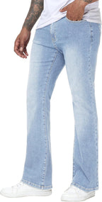 MZNBURAM Men's Flared Jeans Slim Fit Bell Bottom Denim Pants - Stretch Old Money Quiet Luxury Casual Everyday Trousers
