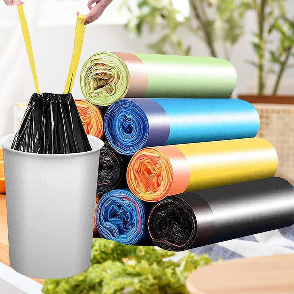 150 Count Colorful Large Trash Bags Drawstring - Extra Thick Large Garbage Bags Unscented Strong Plastic Waste Basket Liners for Kitchen Car Office Random Color (50x44cm)