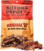 Biltong Depot Original Beef Biltong Slices with Fat – 8oz | Air-Dried Beef Jerky Snack | High Protein | Zero Sugar | Keto & Paleo Friendly | Gluten Free | No Artificial Preservatives | No MSG