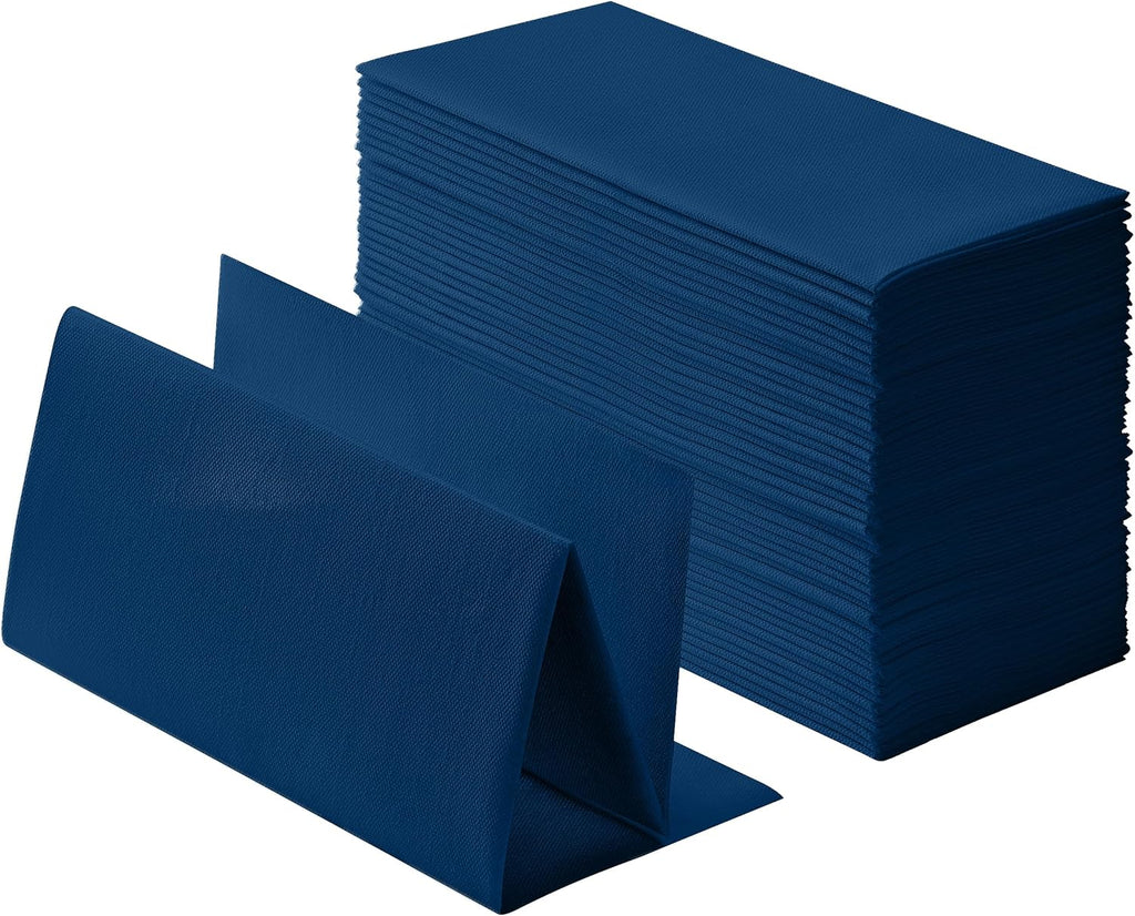 100-Pack Linen-Feel Blue Napkins, 16"x16" Dinner Napkins for Restaurant, Party, Kitchen Or Event, Bookfolded Guest Towel for Bathroom, Guestroom Or Vanity.