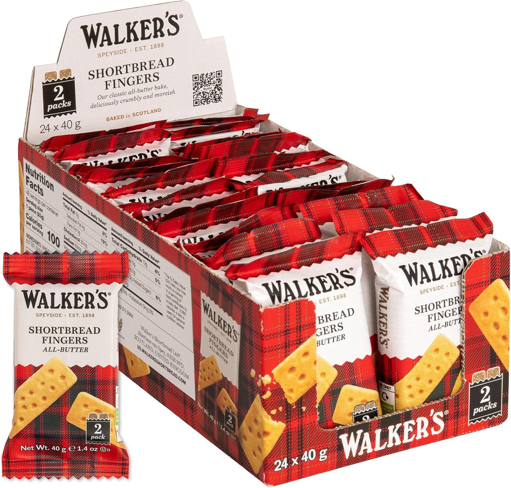 Walker's Shortbread Fingers, Pure Butter Shortbread Cookies, 1.4 Oz (Pack of 24)