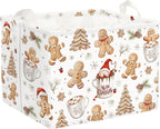 Clastyle Christmas Gingerbread Baby Laundry Hamper Snowflake Kid Storage Basket Boy Girl Gift Toy Box Collapsible Clothes Organizer Nursery Bin for Bedroom,White,40 * 30 * 30 cm