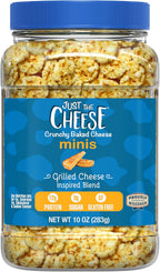 Just the Cheese Minis – Grilled Cheese Crisps, 10 oz Jar, Delicious Low-Carb Lifestyle Protein Chips, High-Protein, Gluten-Free Crisps, Keto-Friendly, Zero Sugar, Perfect Snack for Adults