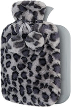 Cute Plush Hot Water Bag, Cartoon Hot Water Bottle with Cute Fleece Cover, Kawaii Design Hand Feet Warmer for Pain Relief, Cramps, Cozy Nights Gifts for Girls Boys Cold Winter (Black Cheetah)