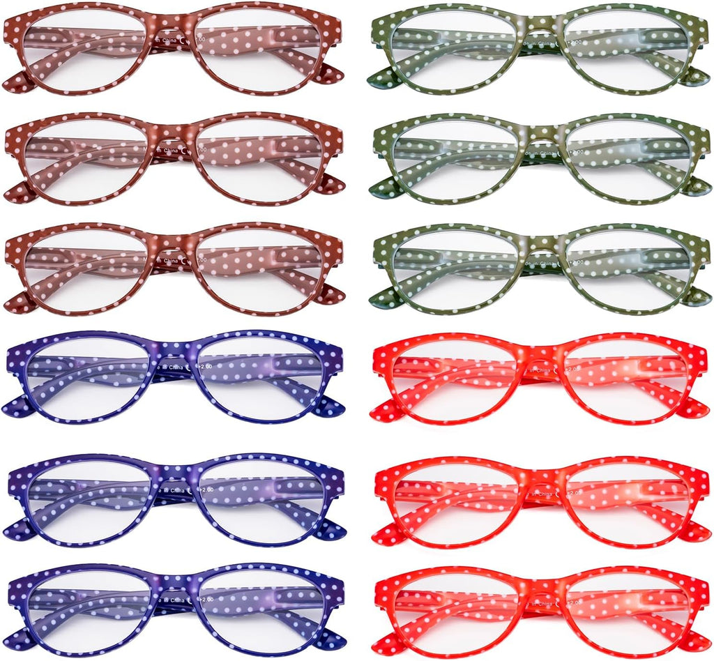 12 Pack Reading Glasses for Women Men Readers with Spring Hinges
