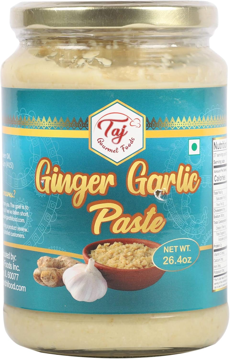 TAJ Ginger Garlic Paste 750g (1.65lbs) Cooking Paste | Gluten & Vegan Friendly
