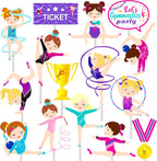 36Pcs Gymnastics Cupcake Toppers Gymnast Girl Cupcake Toppers Gymnastics Birthday Party Decorations for Girls Gymnastic Theme Birthday Party Baby Shower Supplies
