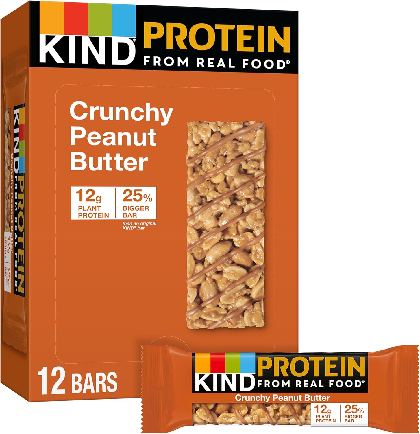 KIND Protein Bars, Crunchy Peanut Butter, Gluten Free, Healthy Snacks, 12g Protein, 12 Count