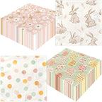 40Pcs Easter Napkins Paper with Happy Easter Bunny Eggs Hunt Daisy Bunny Napkin for Spring Party Dinner Kitchen Bathroom