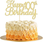 Gyufise 1 Pack Gold Happy 100th Birthday Cake Topper Glitter Happy 100 Cupcake Topper Cheers to 100 Fabulous Cake Decoration for 100th Birthday Party Decoration Supplies